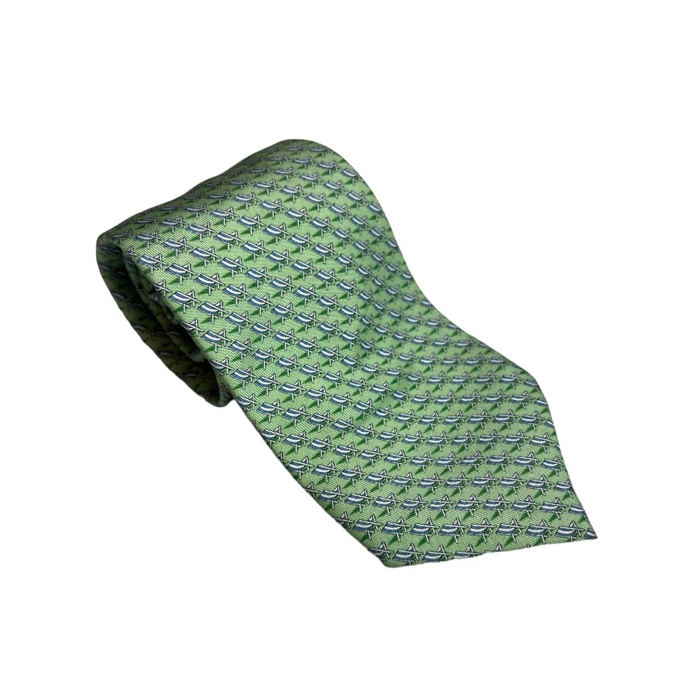 Vineyard Vines Green Beach‎ Chair Silk Graphic Patterned Tie USA Summer Vacation